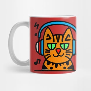 Cat in Headphones Doodle Mug